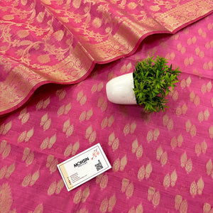 Baby Pink Golden Zari Banarasi Silk Suit