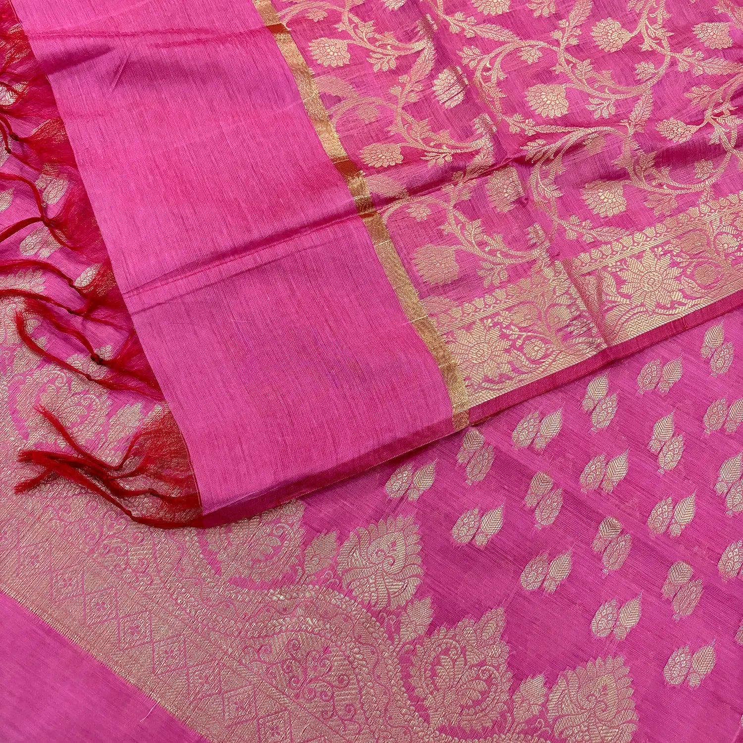 Baby Pink Golden Zari Banarasi Silk Suit