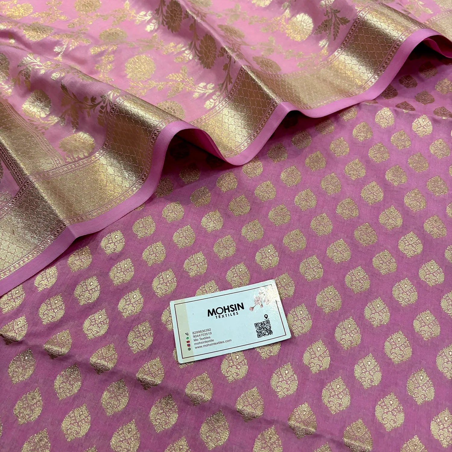 Baby Pink Gumbad Buti Katan Silk Banarasi Suit