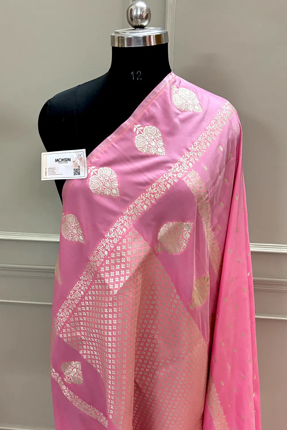 Baby Pink Hukum Buti Katan Silk Banarasi Saree