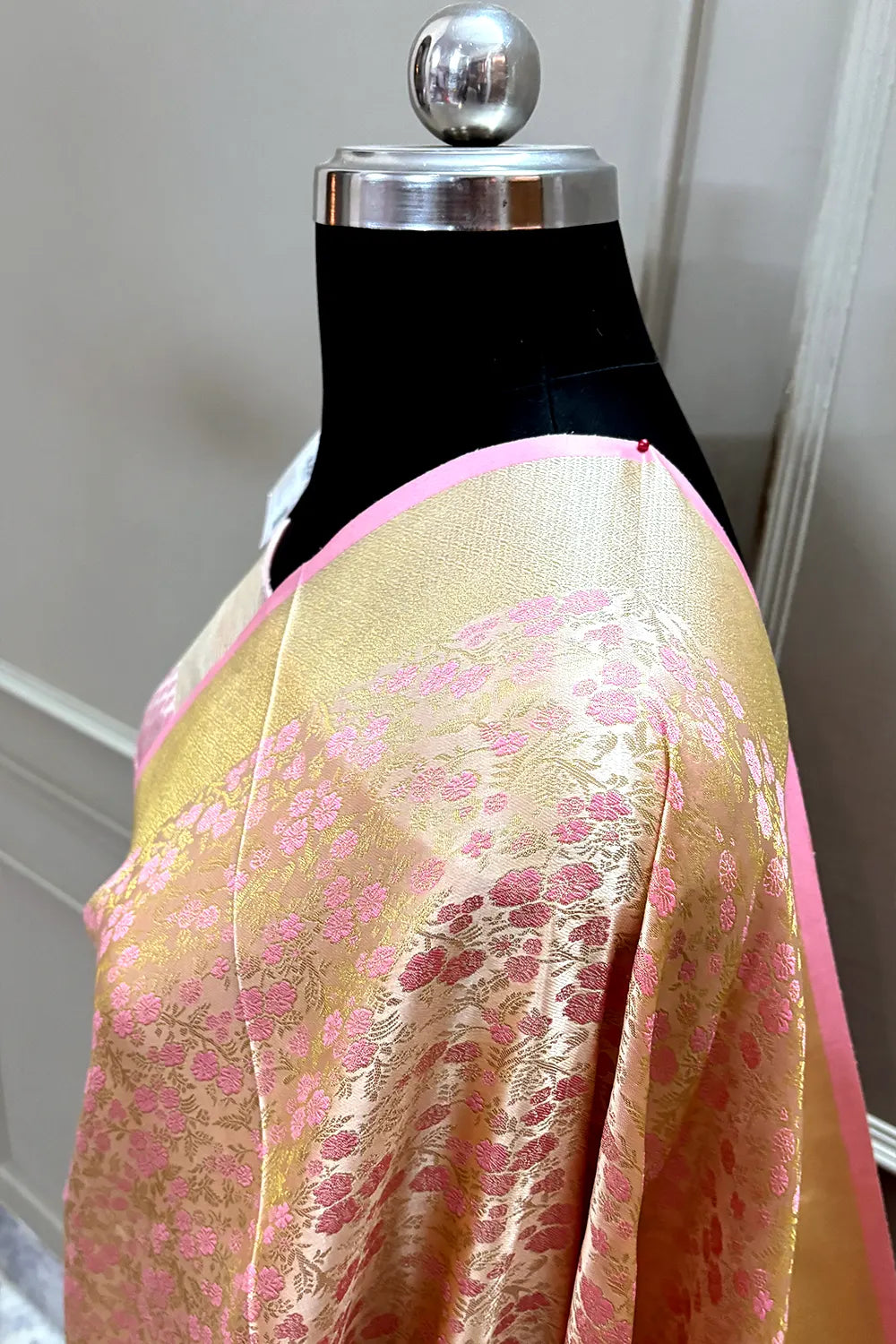 Baby Pink Jamawar Katan Silk Banarasi Saree