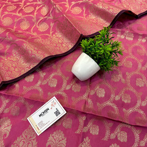 Baby Pink Kalgha Jaal Satin Silk Banarasi Suit