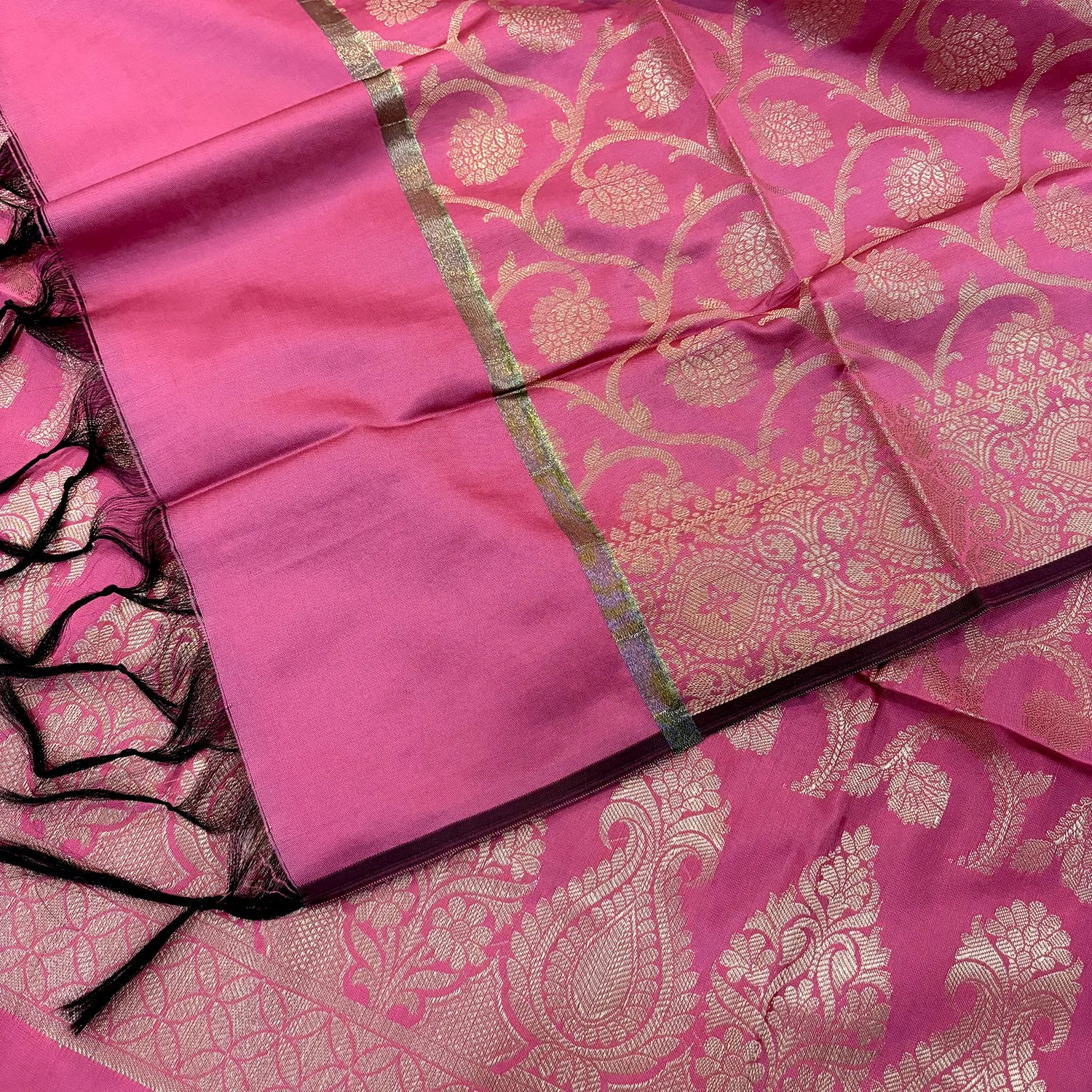 Baby Pink Kalgha Jaal Satin Silk Banarasi Suit