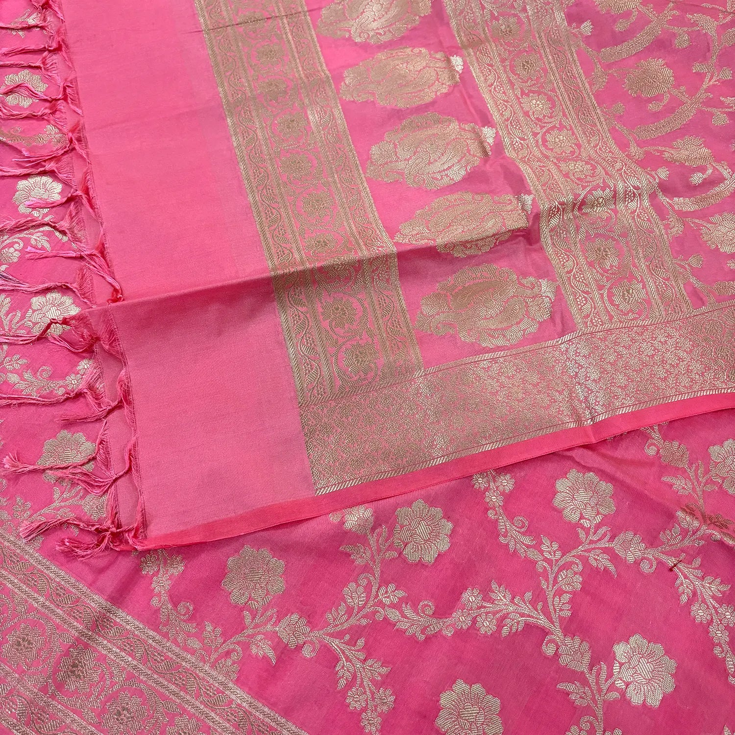 Baby Pink Kashmiri Jaal Katan Silk Banarasi Suit