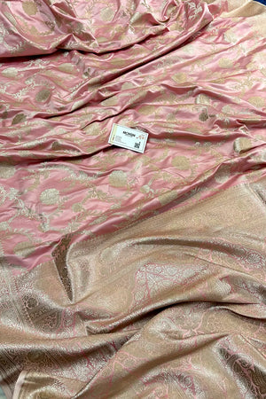 Baby Pink Laabela Jaal Katan Silk Banarasi Saree