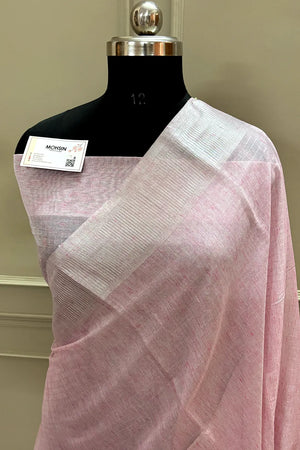 Baby Pink Linen Silk Banarasi Saree