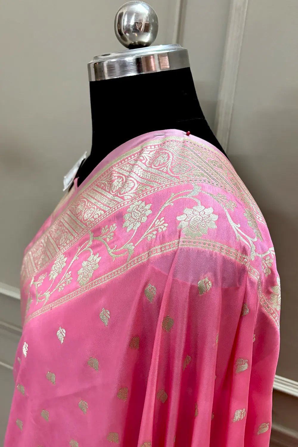Baby Pink Mahinki Buti Katan Silk Banarasi Saree