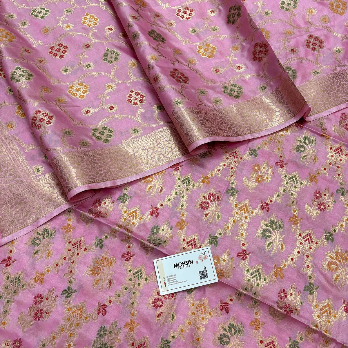 Baby Pink Meenakari Katan Silk Banarasi Suit