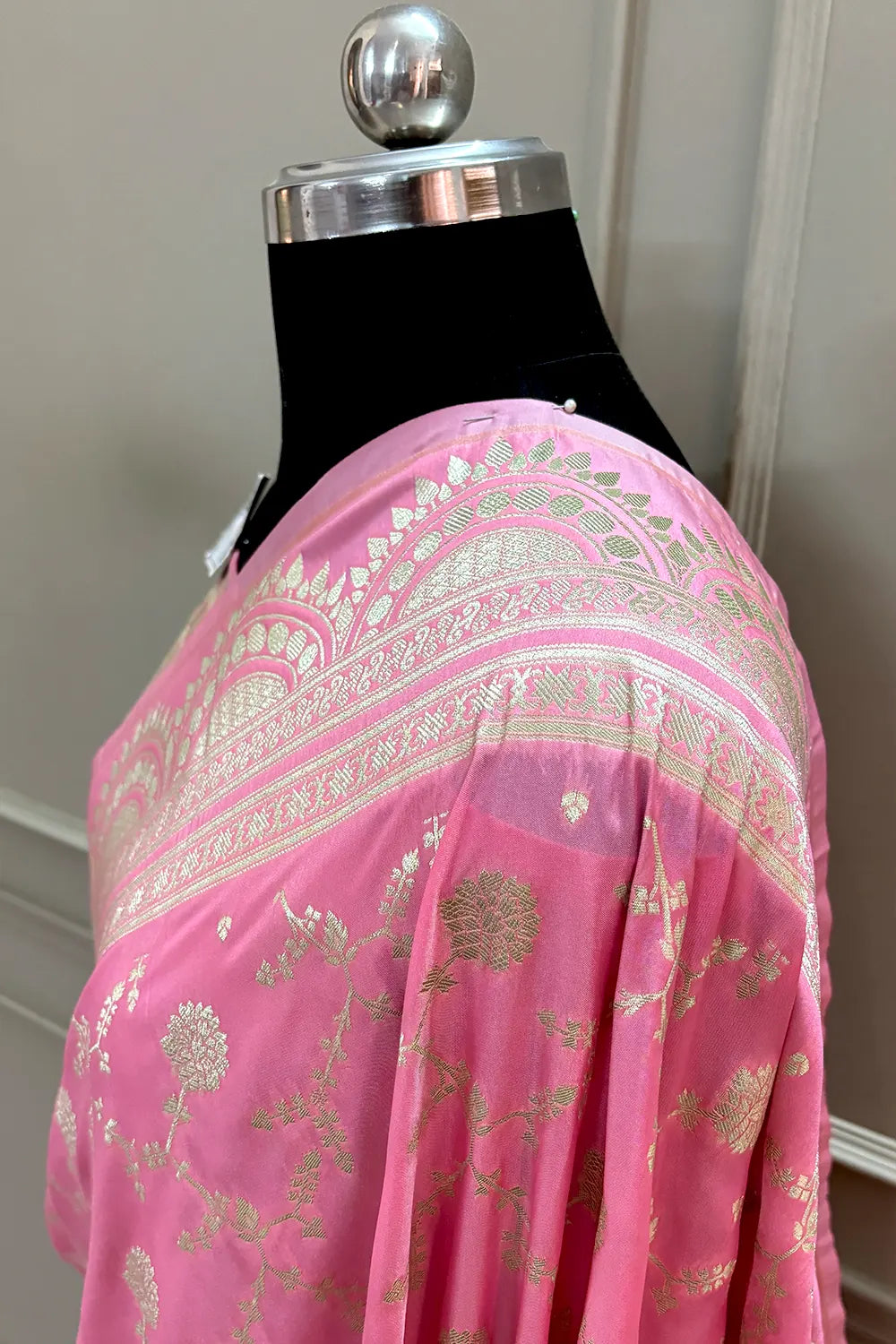 Baby Pink Quantum Jaal Katan Silk Banarasi Saree