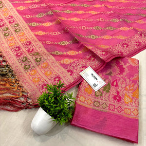 Baby Pink Resham Banarasi Silk Suit