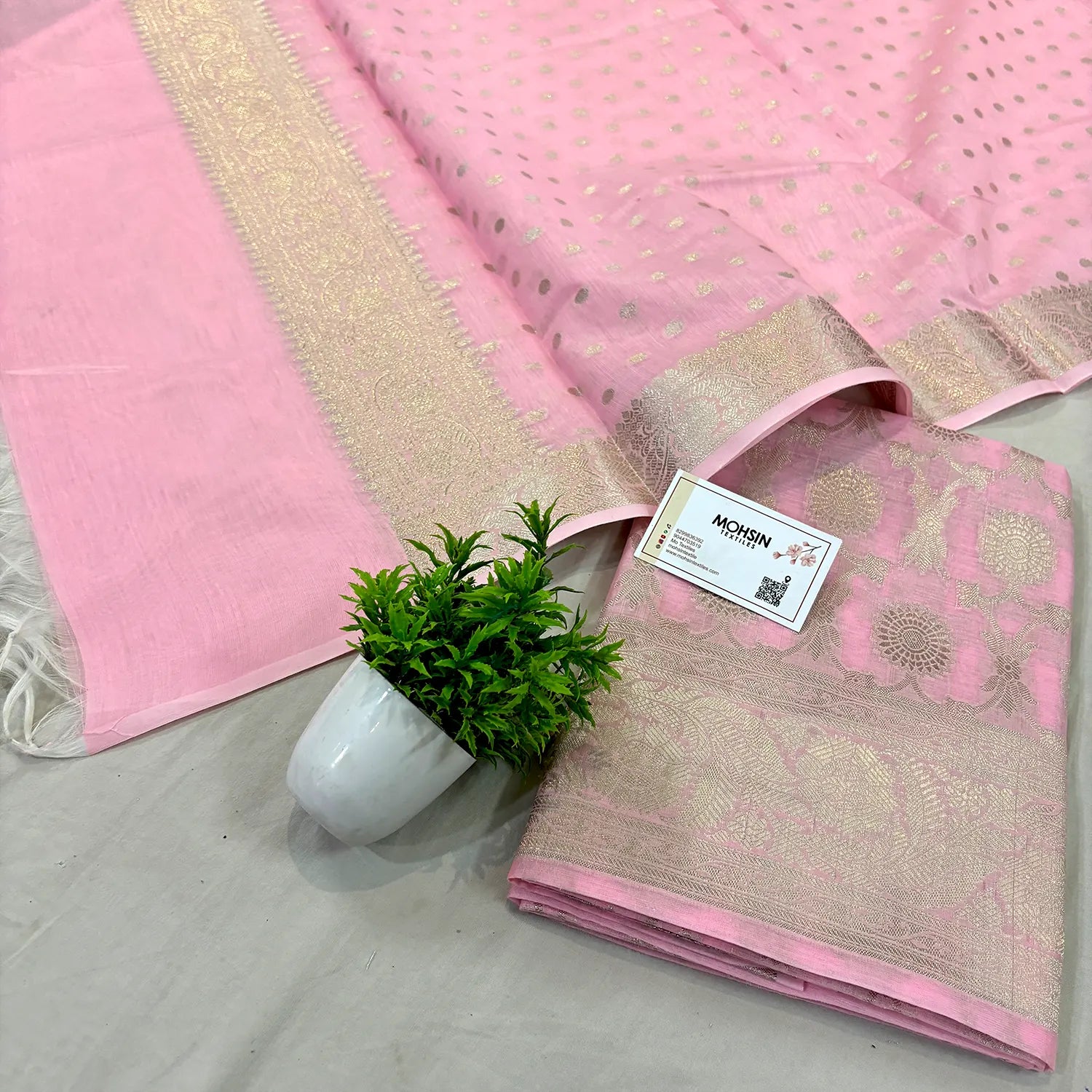 Baby Pink Resham Banarasi Silk Suit
