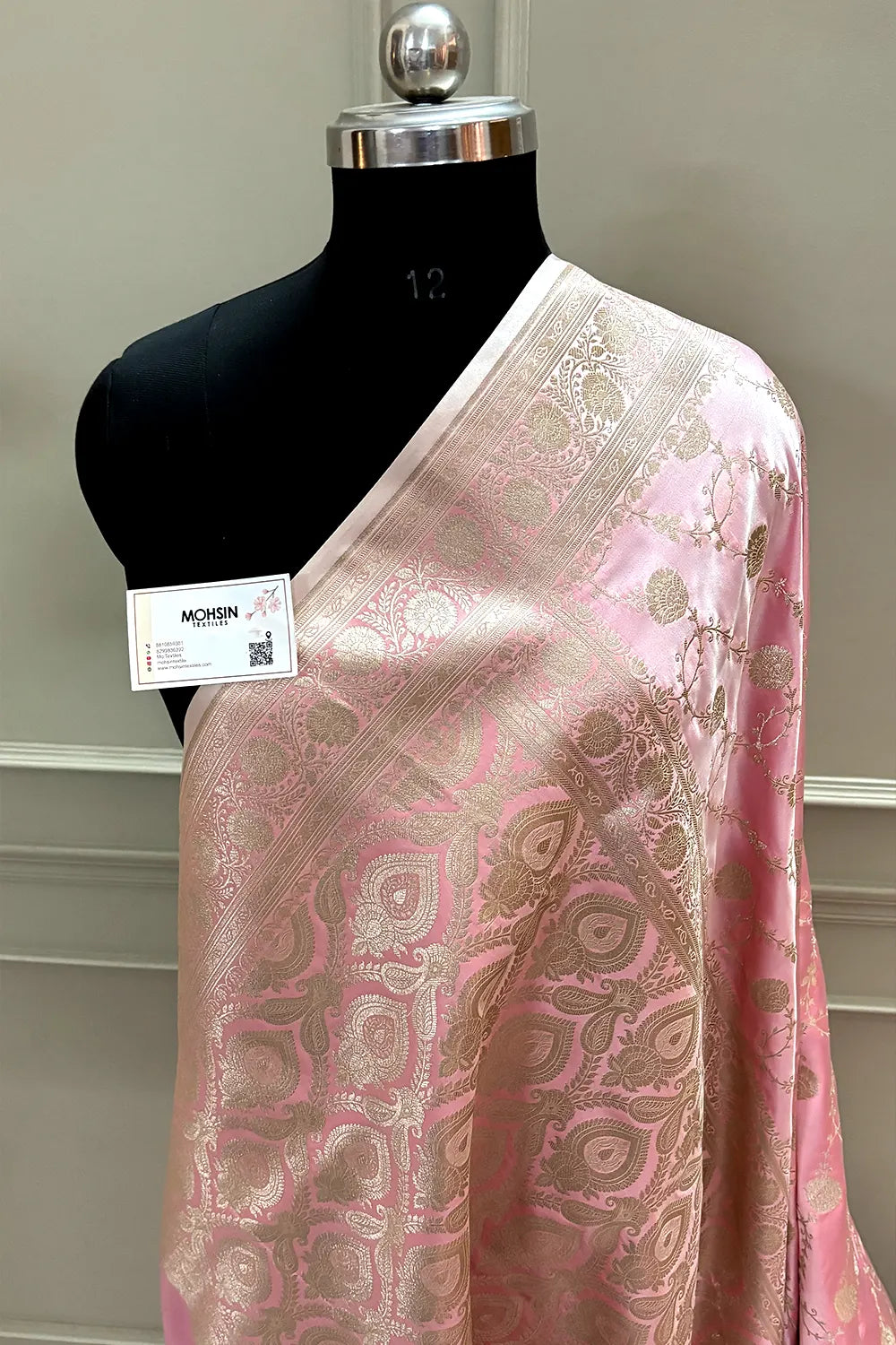 Baby Pink Ropeway Jaal Katan Silk Banarasi Saree