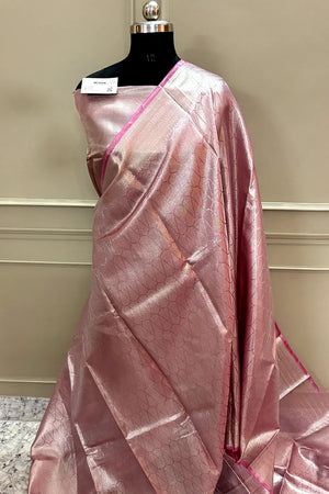 Baby Pink Tissue Silk Banarasi Saree