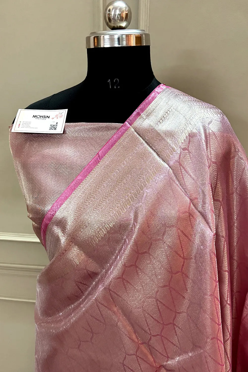 Baby Pink Tissue Silk Banarasi Saree