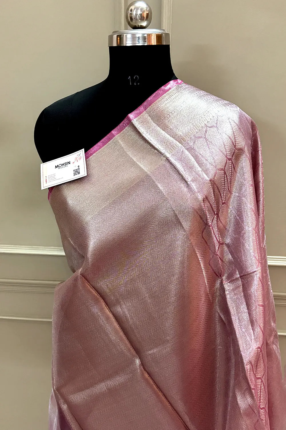 Baby Pink Tissue Silk Banarasi Saree