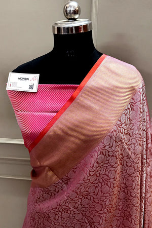 Baby Pink Tissue Silk Banarasi Saree