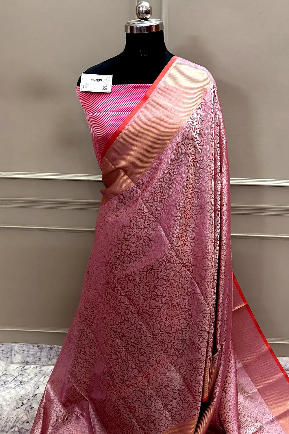 Baby Pink Tissue Silk Banarasi Saree