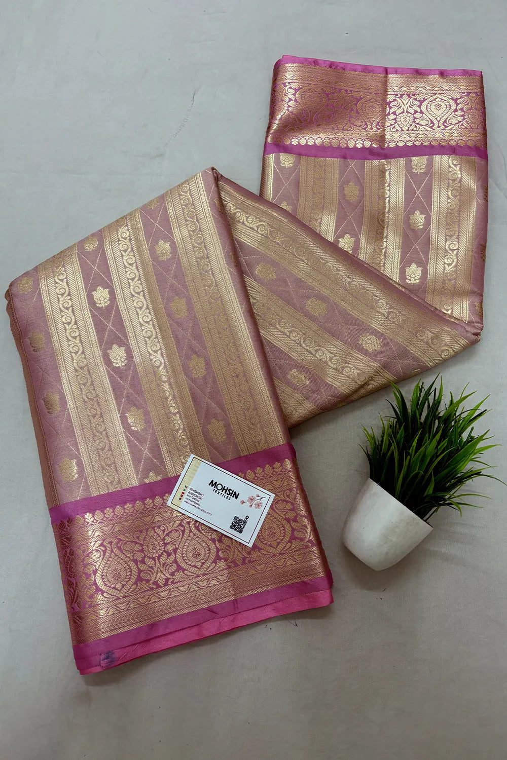 Baby Pink Tissue Silk Banarasi Saree