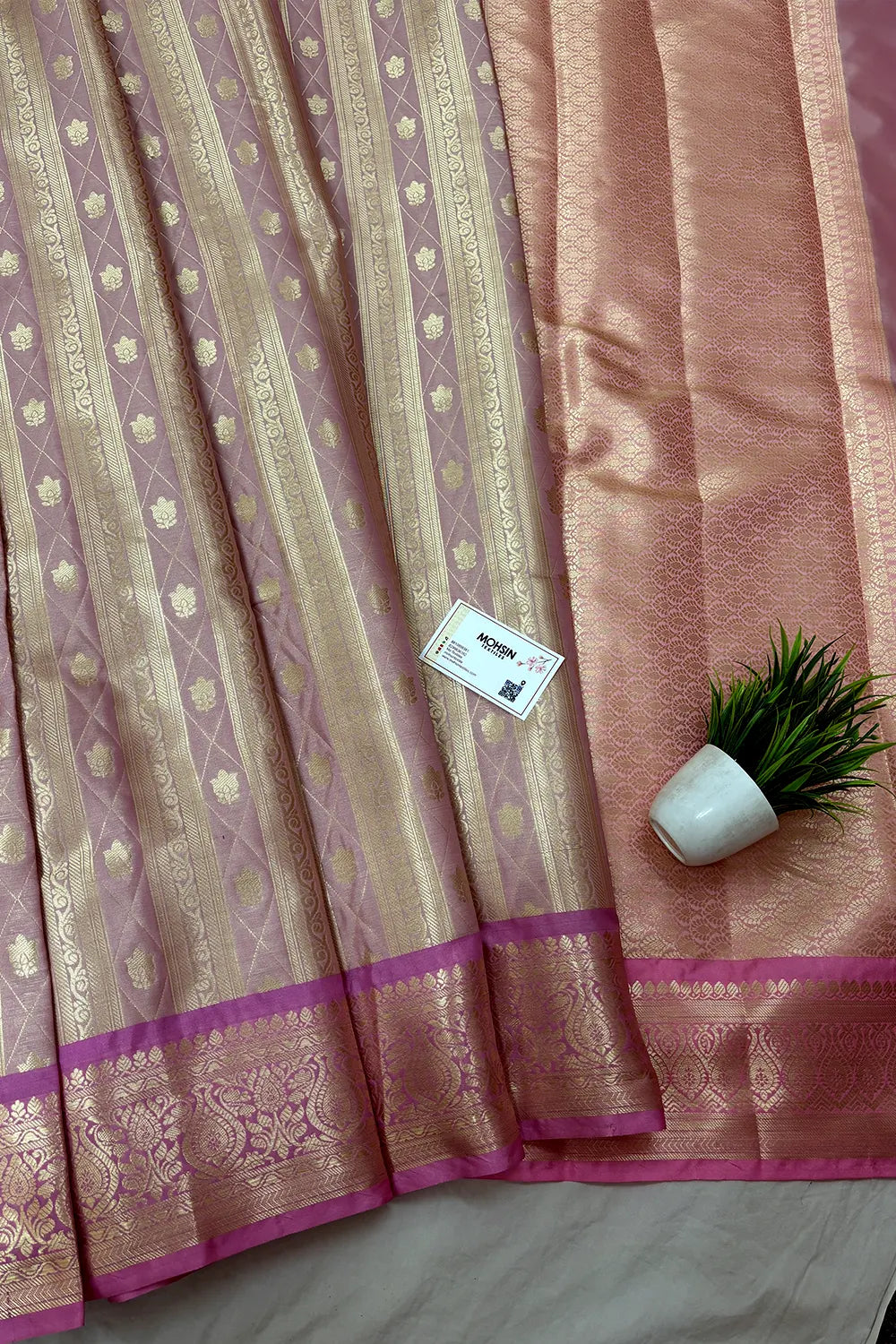 Baby Pink Tissue Silk Banarasi Saree