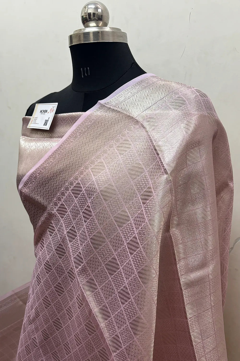 Baby Pink Tissue Silk Banarasi Saree