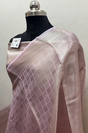 Baby Pink Tissue Silk Banarasi Saree