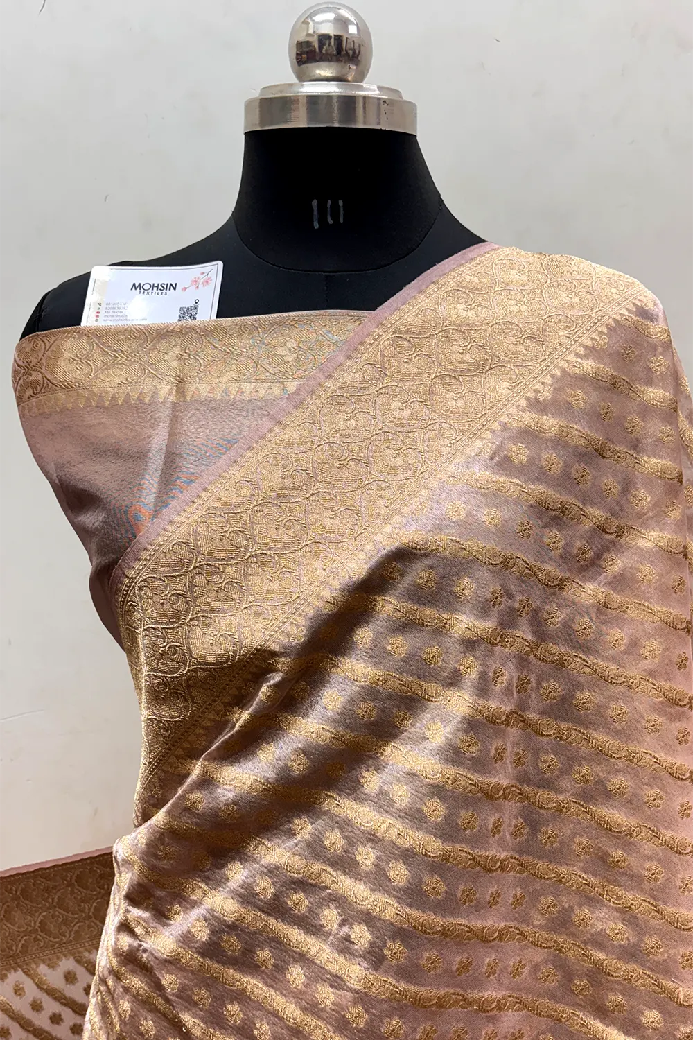 Baby Pink Tissue Silk Banarasi Saree