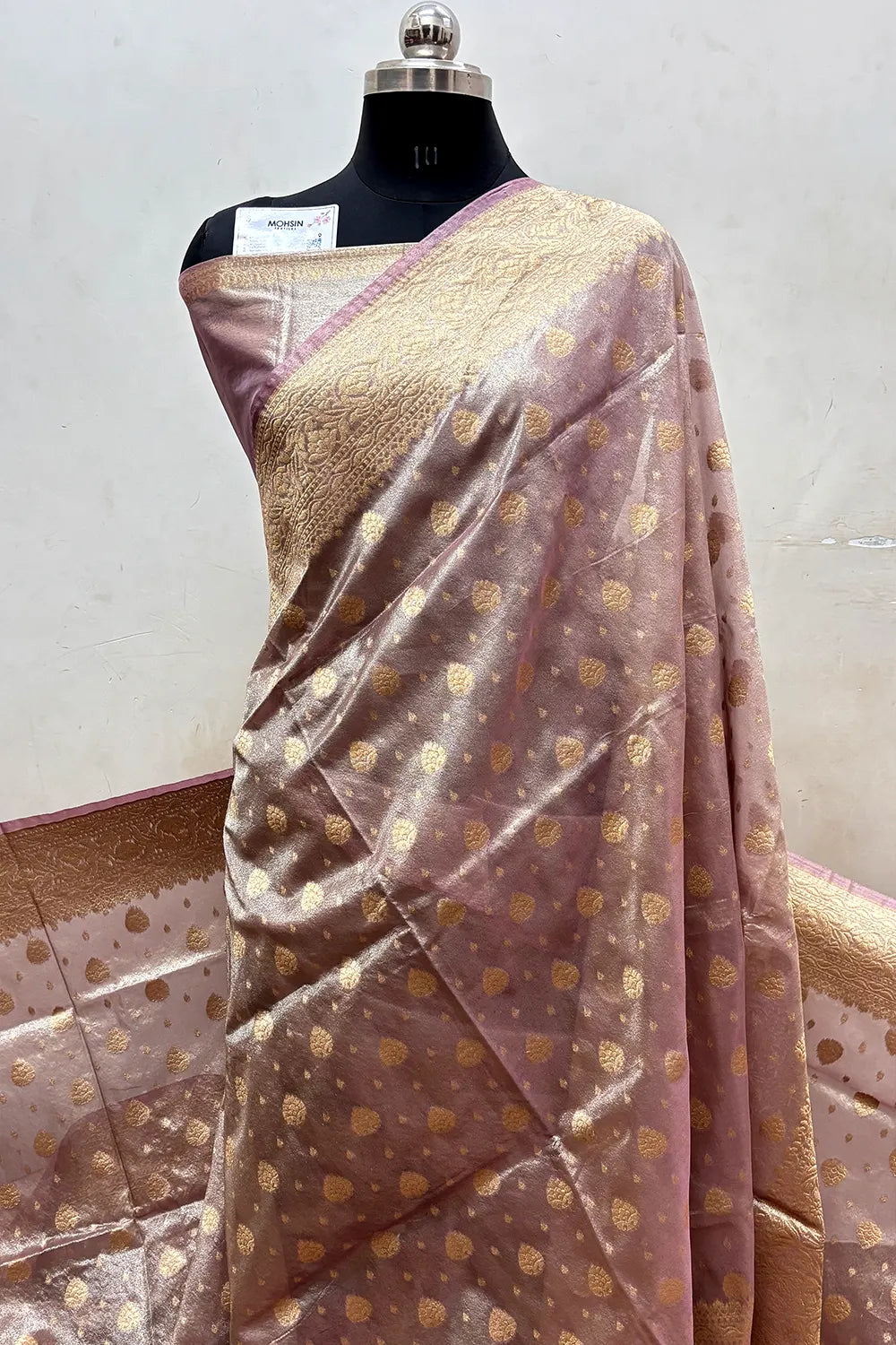 Baby Pink Tissue Silk Banarasi Saree
