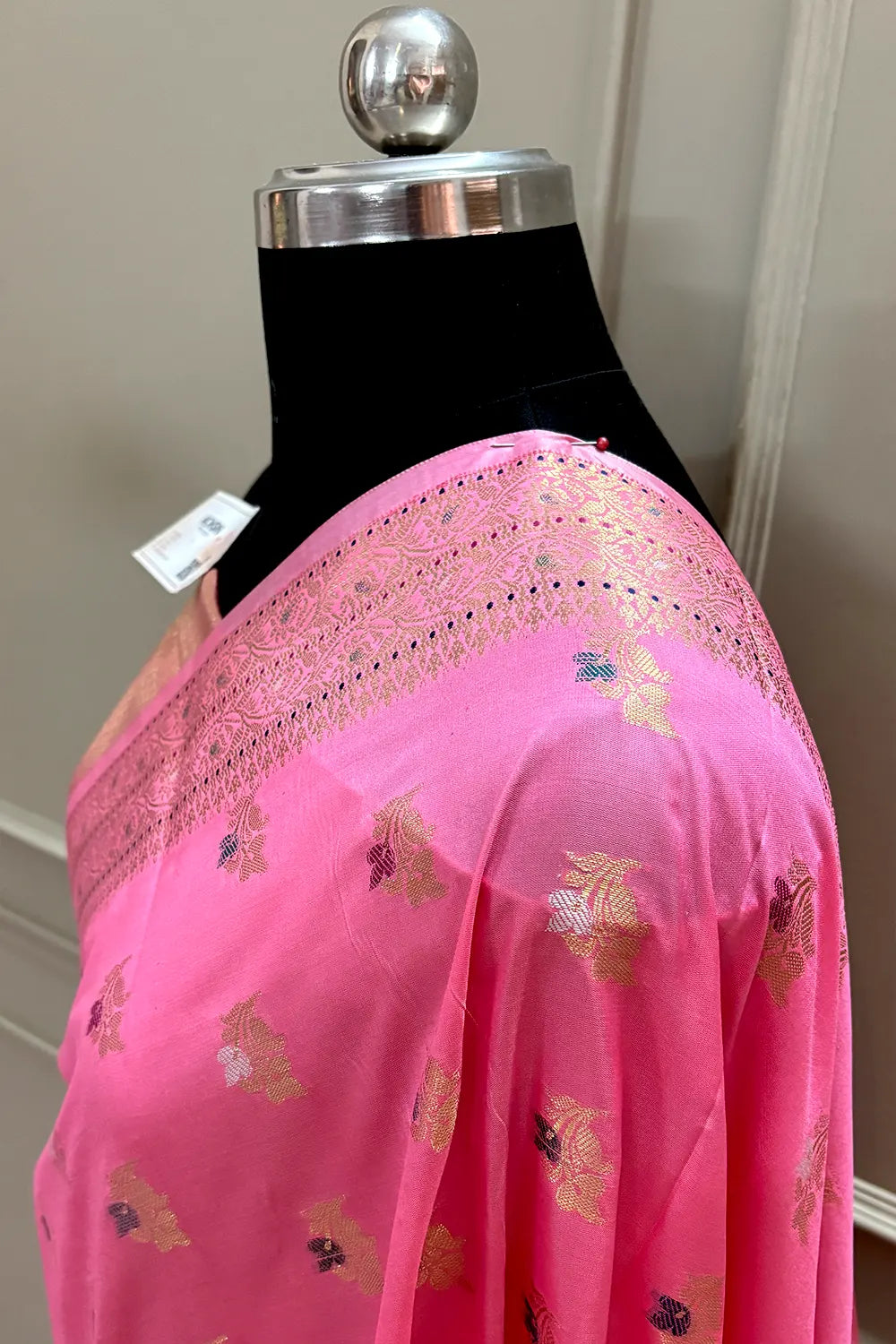 Baby Pink Zari Banarasi Silk Saree