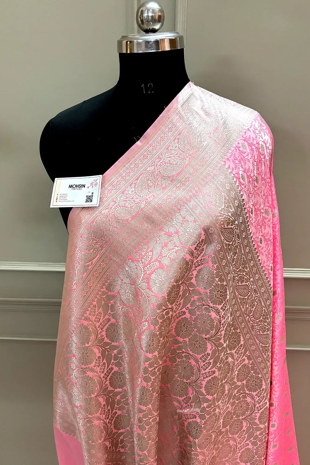 Baby Pink Zari Katan Silk Banarasi Saree