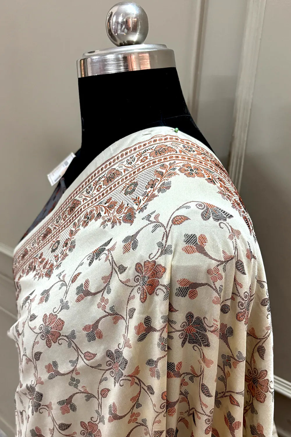 Beige and Grey Resham Silk Banarasi Saree