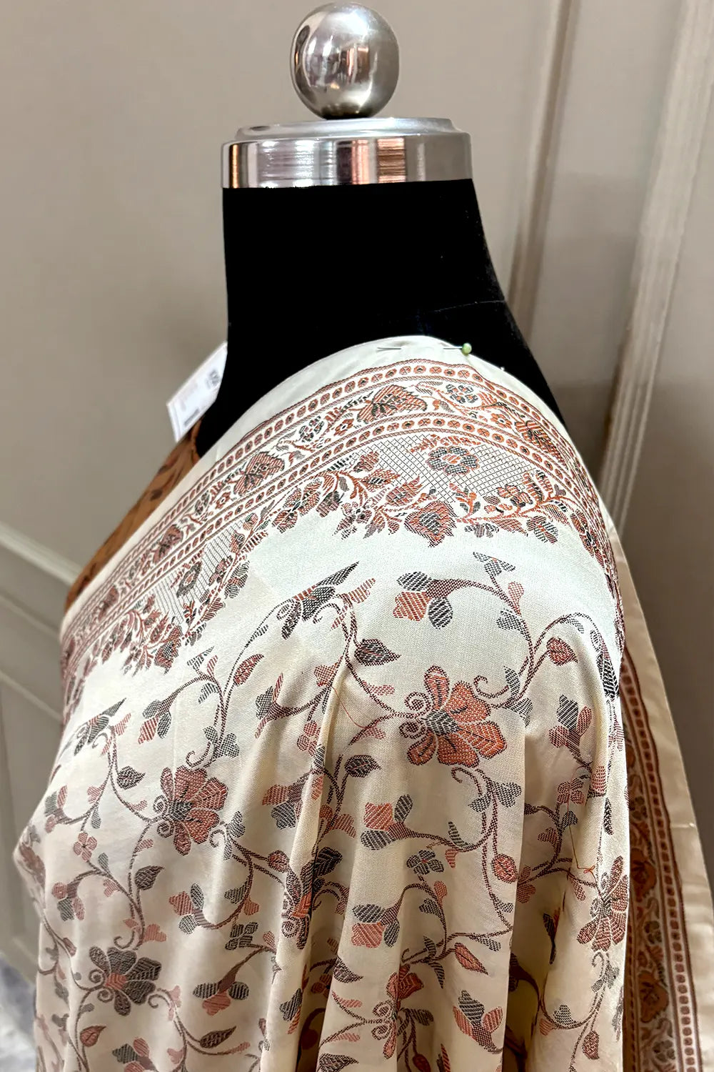 Beige and Mustard Resham Silk Banarasi Saree