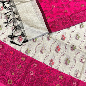 Beige and Pink Resham Banarasi Silk Suit