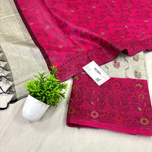 Beige and Pink Resham Banarasi Silk Suit