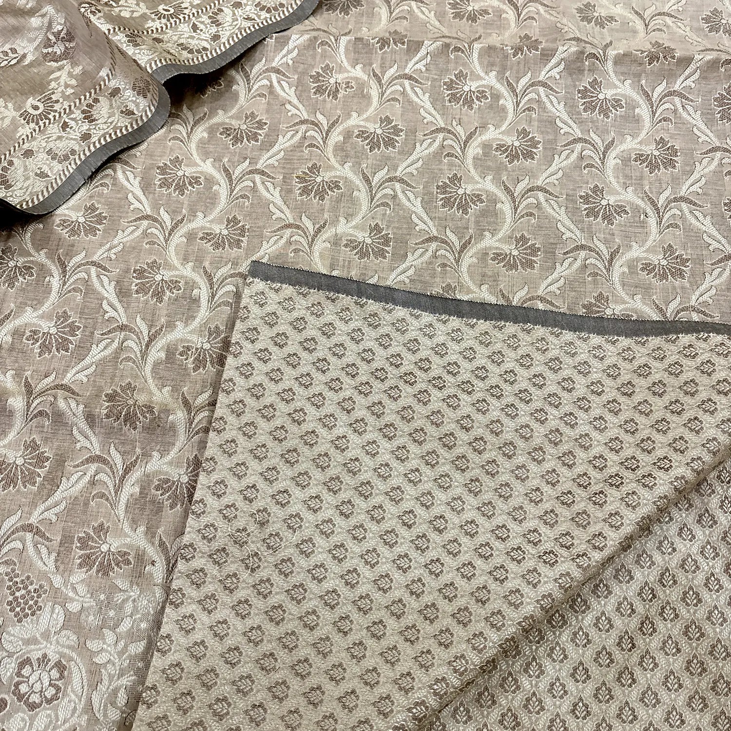 Beige Angoori Jaal Cotton Silk Banarasi Suit