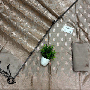 Beige Godzilla Semi Katan Silk Banarasi Suit