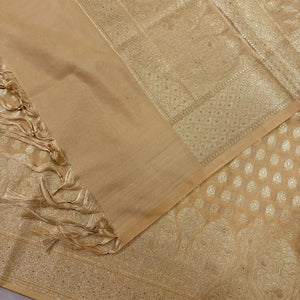 Beige Kalli Buti Katan Silk Banarasi Suit