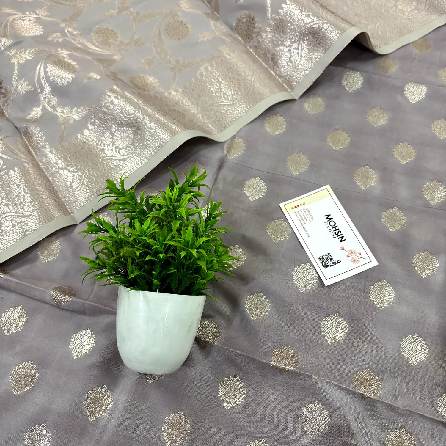 Beige Kiyari Satin Silk Banarasi Suit