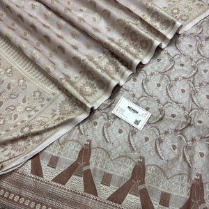 Beige Namo Ghat Cotton Silk Banarasi Suit