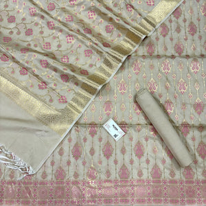 Beige Pink Meena Katan Silk Banarasi Suit