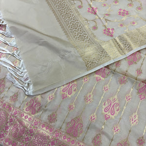 Beige Pink Meena Katan Silk Banarasi Suit