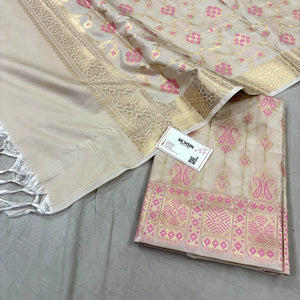 Beige Pink Meena Katan Silk Banarasi Suit