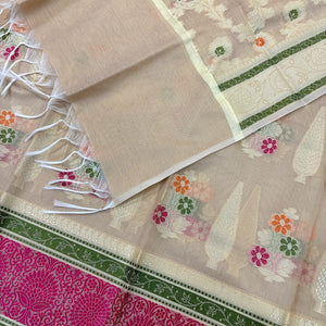 Beige Resham Banarasi Silk Suit