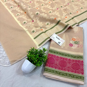 Beige Resham Banarasi Silk Suit