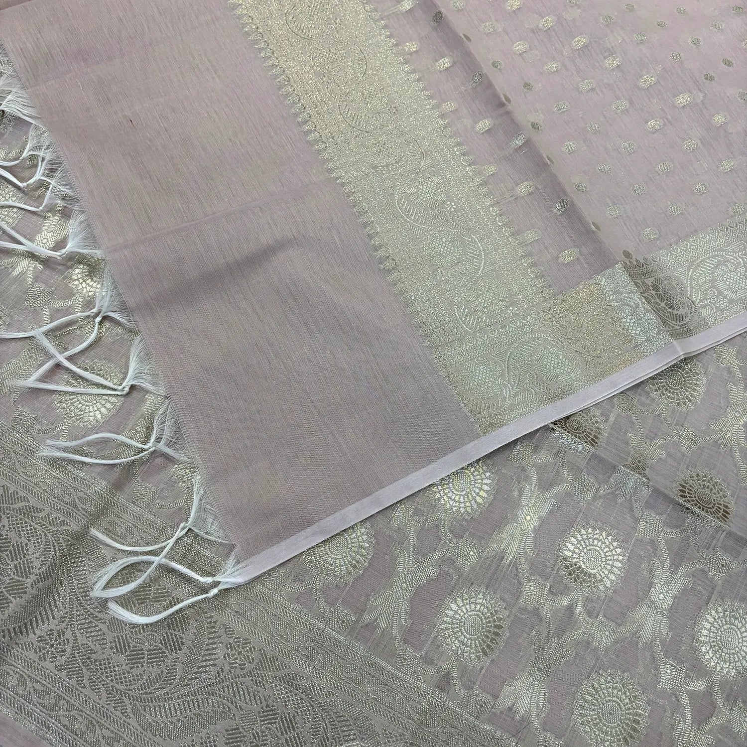 Beige Resham Banarasi Silk Suit