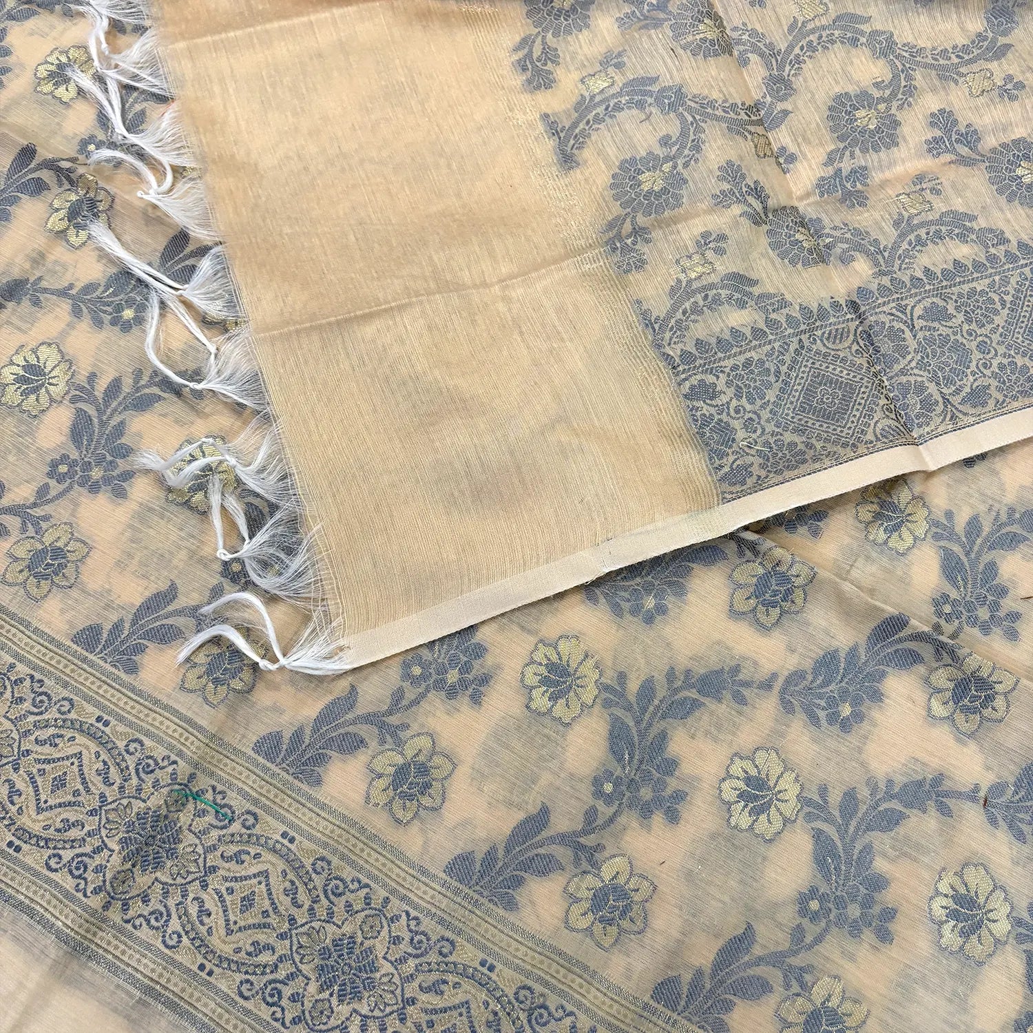 Beige Resham Banarasi Silk Suit