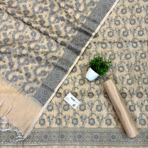 Beige Resham Banarasi Silk Suit