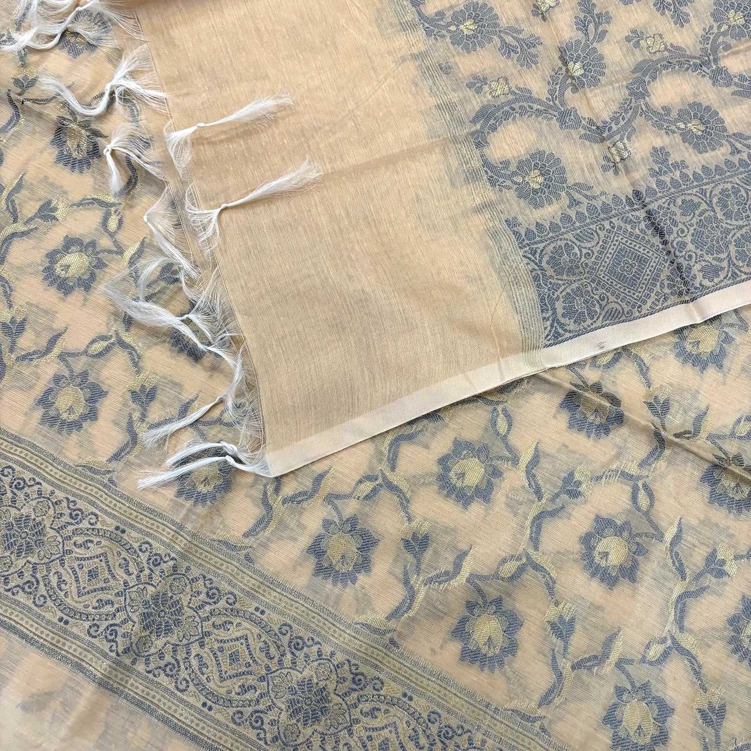 Beige Resham Banarasi Silk Suit