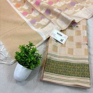 Beige Resham Banarasi Silk Suit