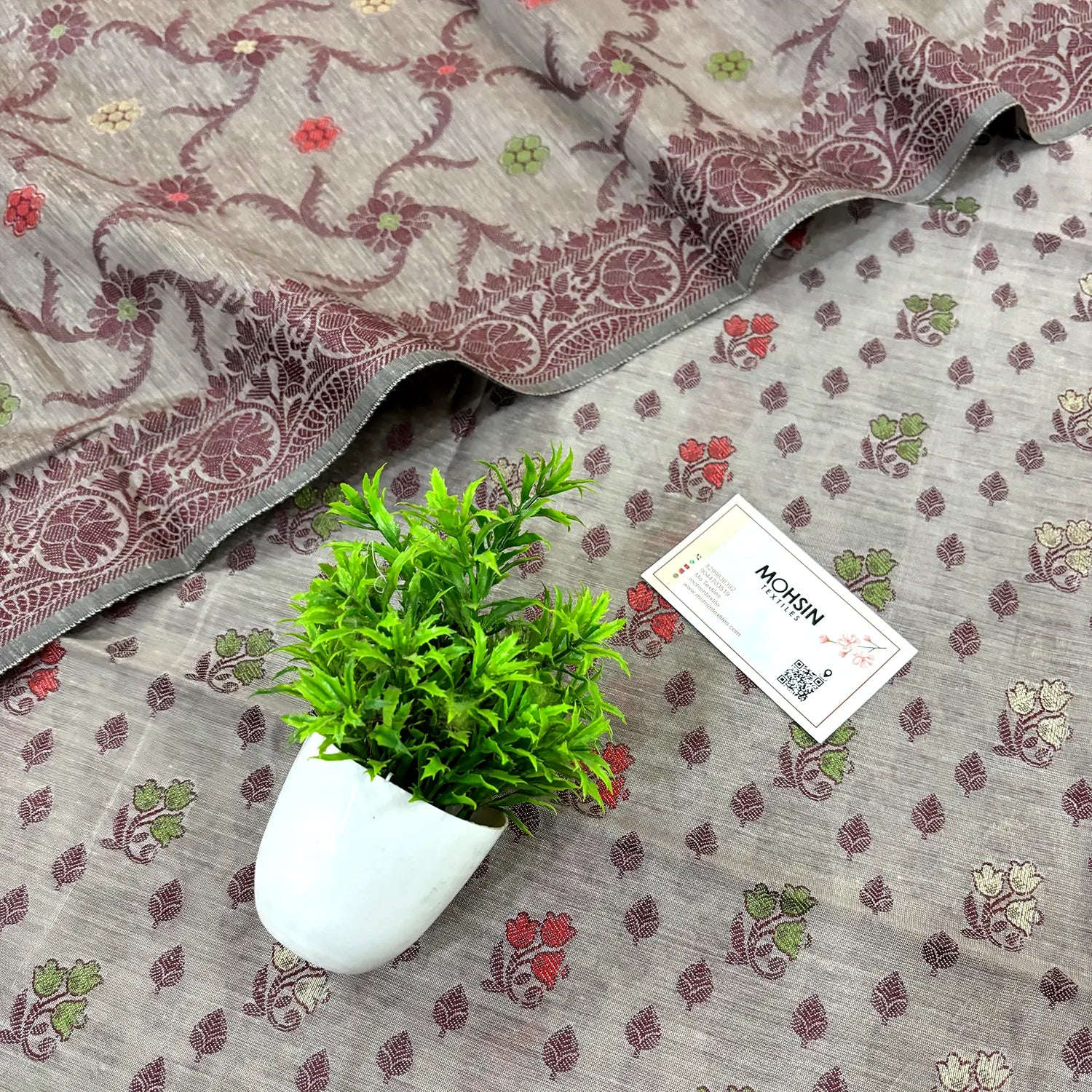 Beige Resham Banarasi Silk Suit