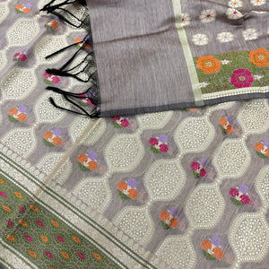 Beige Resham Banarasi Silk Suit